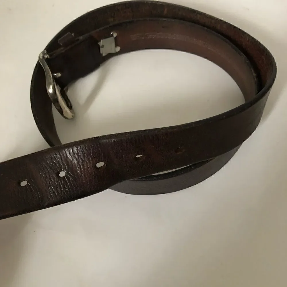 Fossil brown leather belt with square buckle